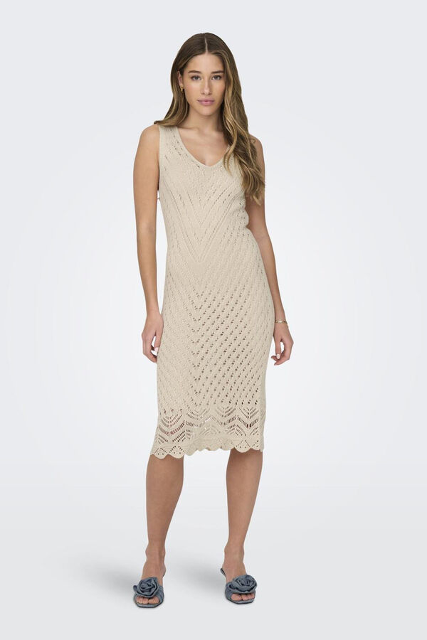 JDY Vestido midi de punto blanco