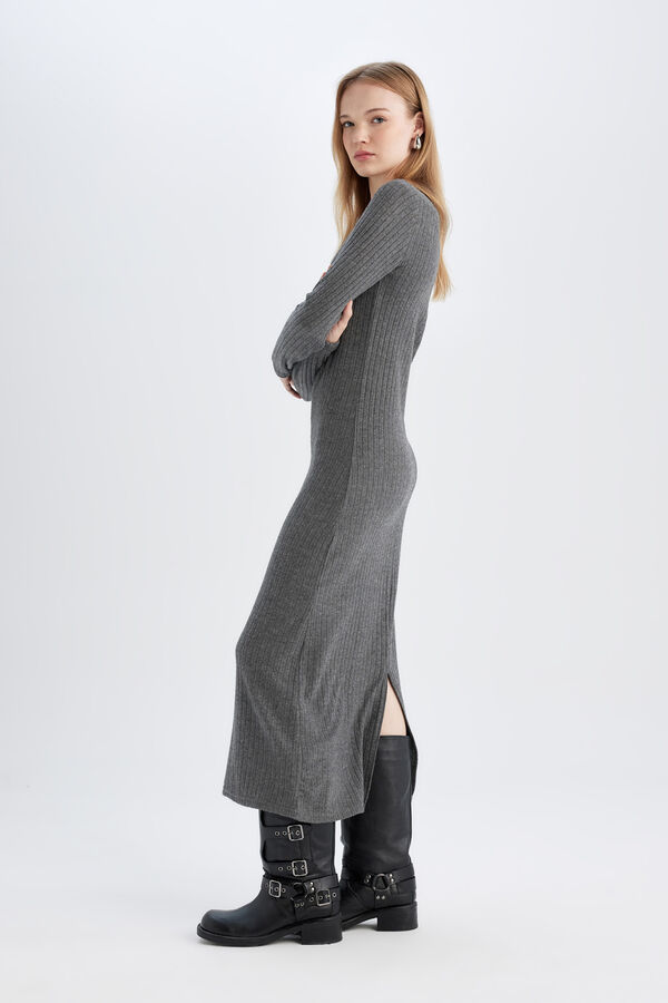 DeFacto Vestido maxi ajustado cinzento