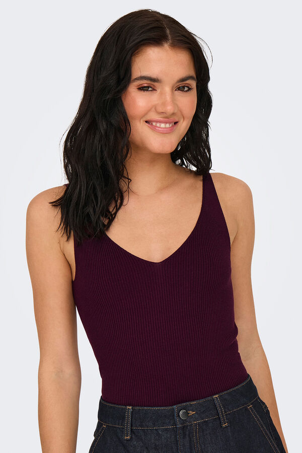 JDY Camiseta tirantes punto burdeos