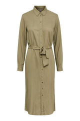 Pieces Vestido camisero largo verde