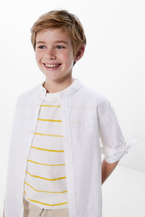 Springfield Kids Camisa lino ni&ntilde;o blanco