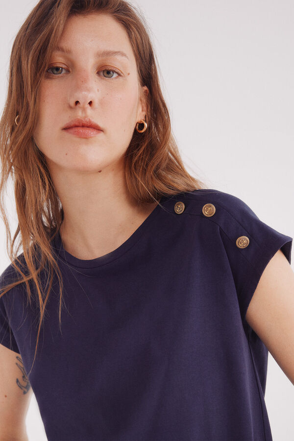 Springfield Camiseta botones hombros azul