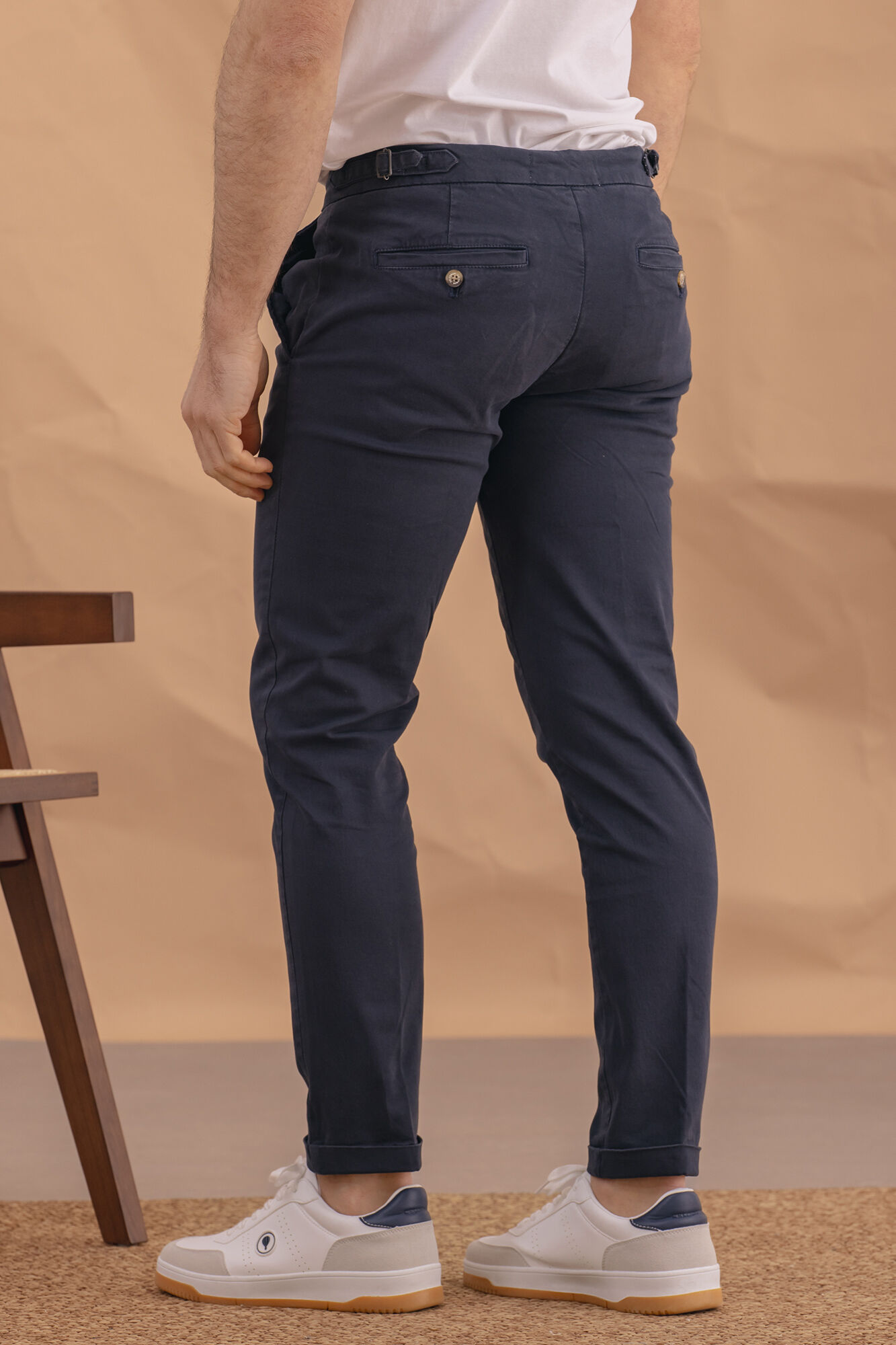 Celopman Chino Casual Slim Com Pin&ccedil;a Azul