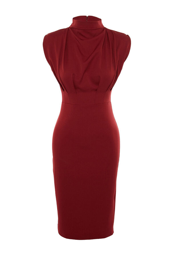 Trendyol Vestido tubo midi burdeos