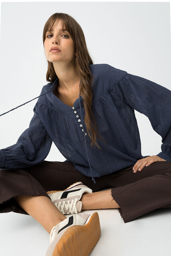 Tiffosi Blusa Texturizada Corte Relajado azul