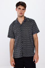 Springfield Camisa manga corta estampada viscosa negro