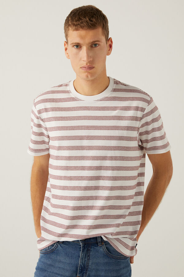 springfield Camiseta rayas burdeos