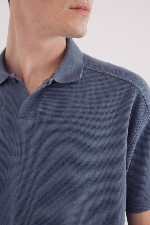 Springfield Camisa p&oacute;lo waffle de regular fit azul