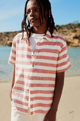 Springfield Kids Camisa listrada de riscas manga curta para menino borgonha