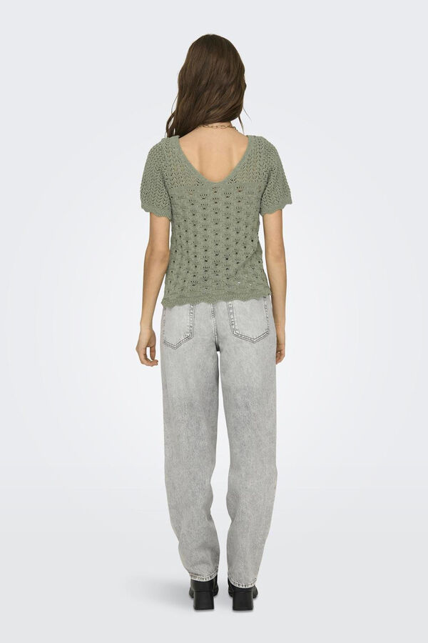 Only Top malha crochet  verde