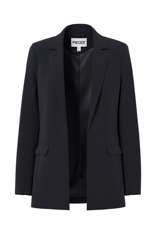 Pieces Blazer oversize sem bot&otilde;es preto