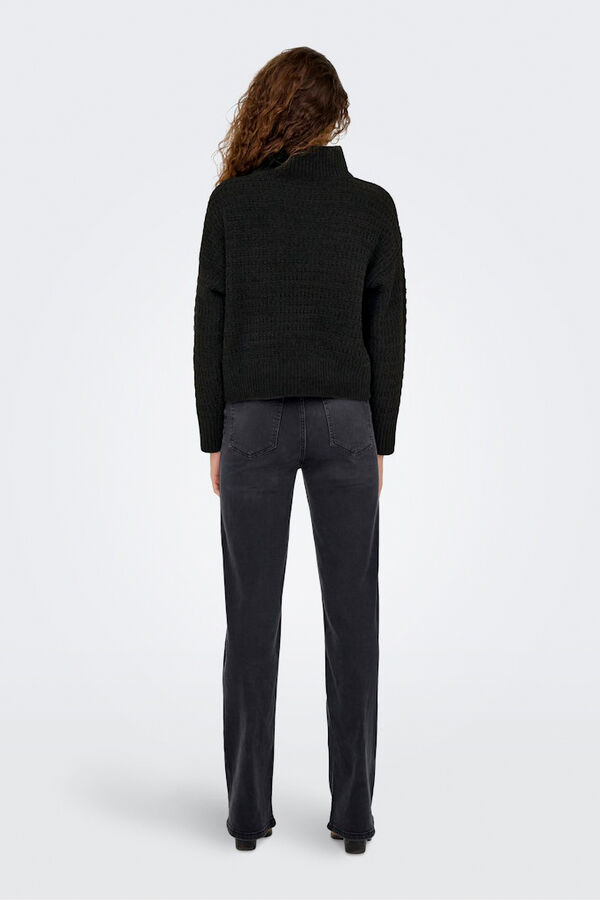 Only Jersey pointelle cuello alto negro