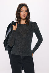 Springfield Camiseta punto cortado lurex negro