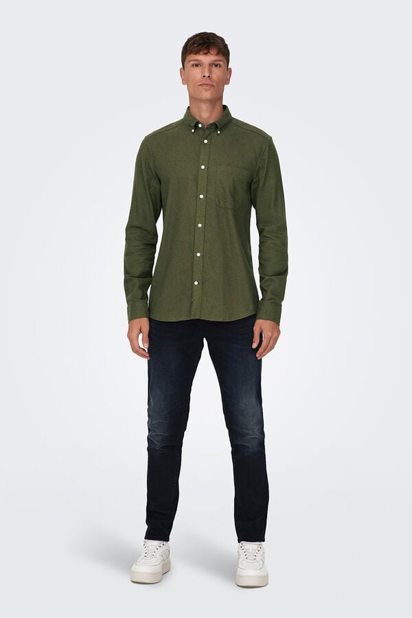 Only & Sons Camisa manga larga verde
