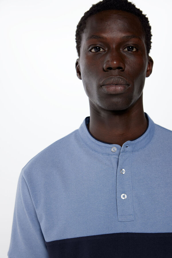 Springfield Polo piqu&eacute; slim color block azul