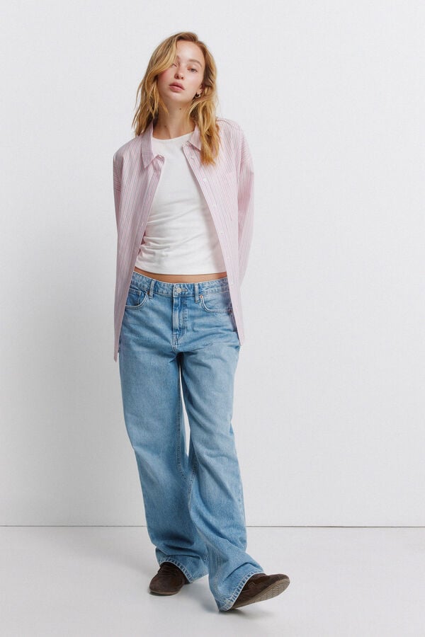 Springfield Camisa oversize &agrave;s riscas rosa