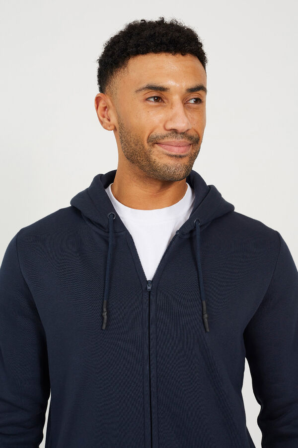 Brave Soul Sweatshirt com capuz e fecho-&eacute;clair azul