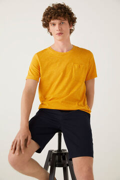 Springfield Camiseta textura bolsillo naranja