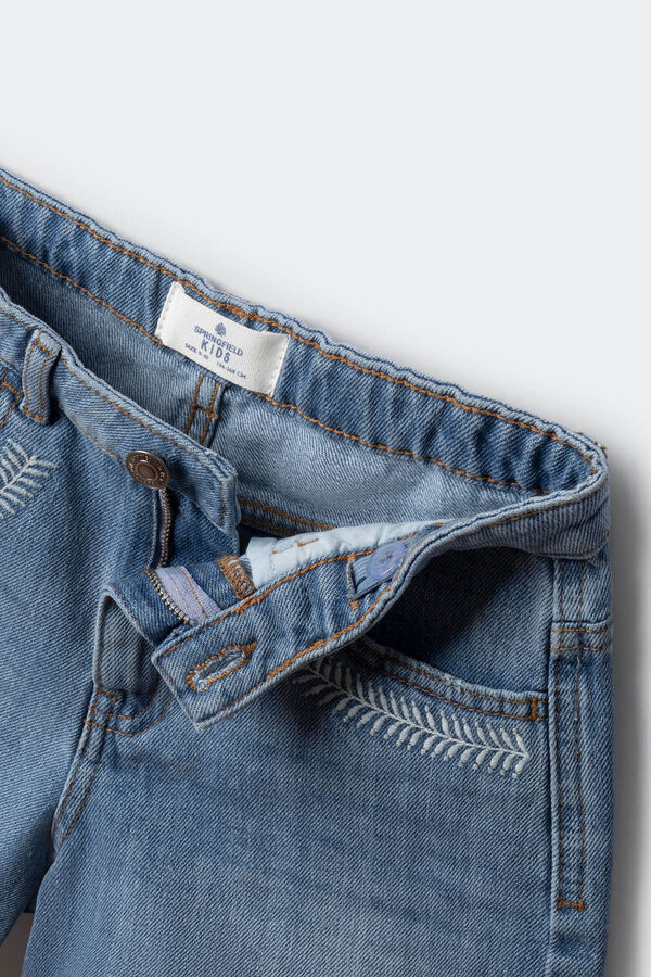 Springfield Kids Short denim bordado etnico niña azul