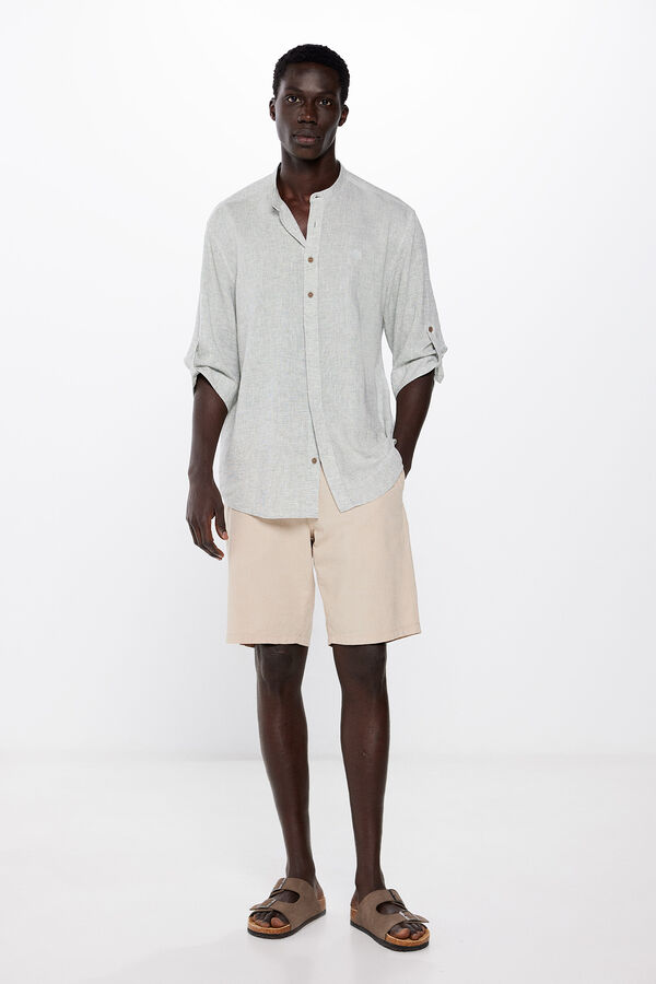 Springfield Camisa ligera estructura manga 3/4 con lino verde