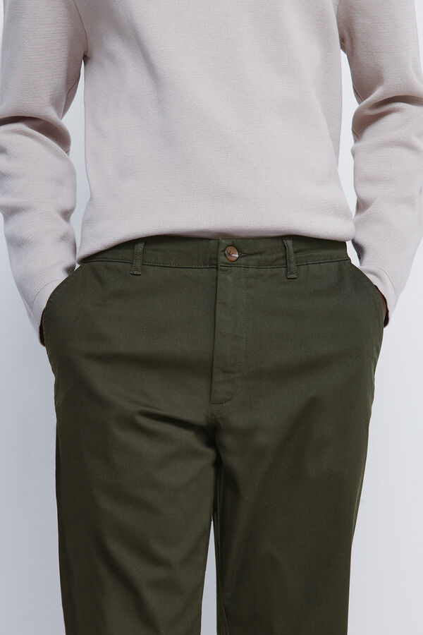 Springfield Pantal&oacute;n chino dobby comfort fit kaki