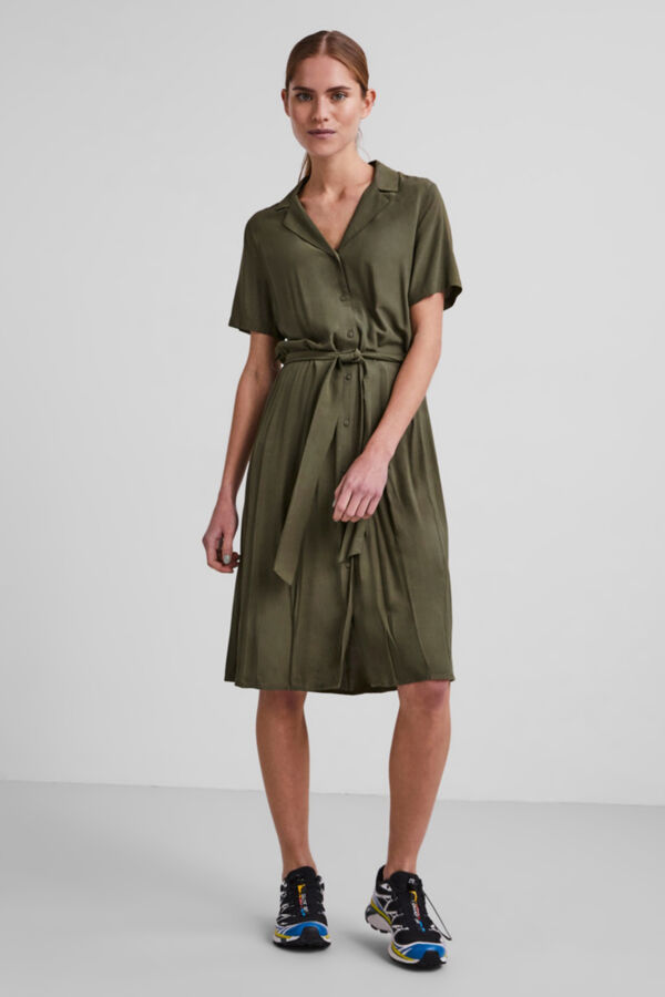 Pieces Vestido midi camisero verde