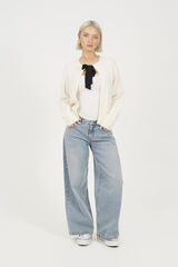 Brave Soul C&aacute;rdigan de punto con lazos marfil