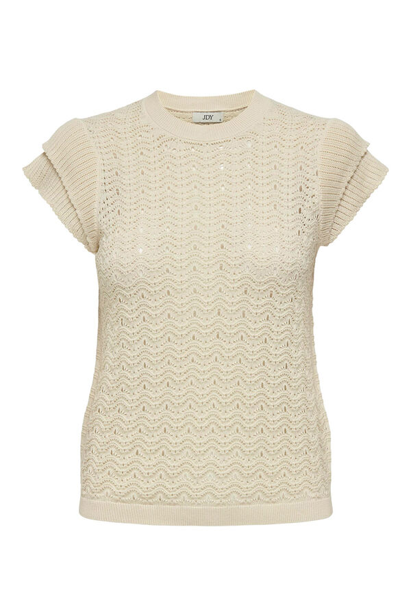 JDY Top de malha folhos branco