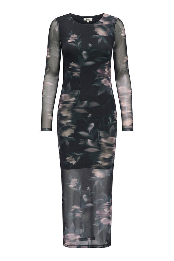 Only Vestido longo semitransparente cinzento