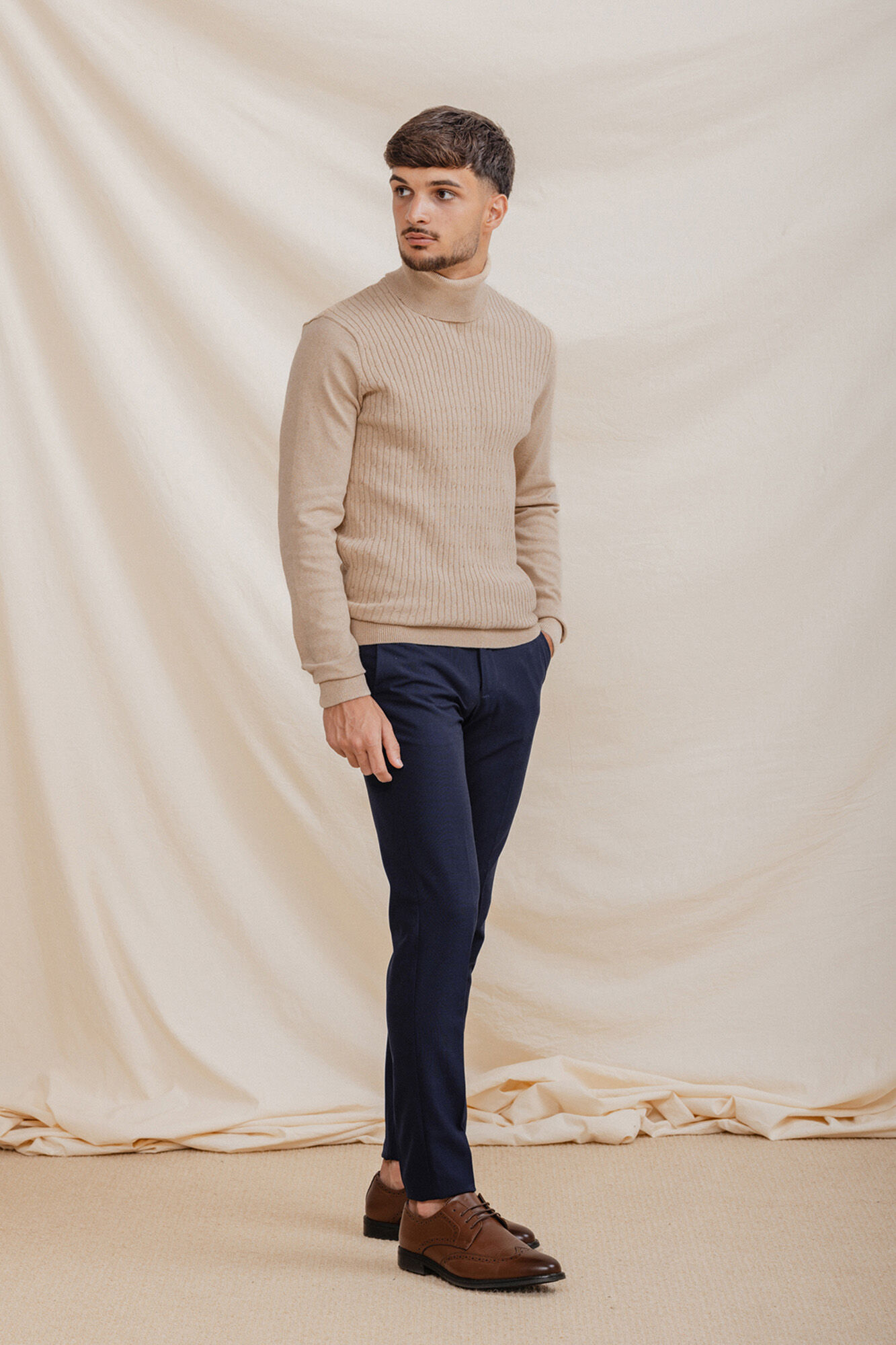 Celopman Jersey Nudos Cuello Vuelto