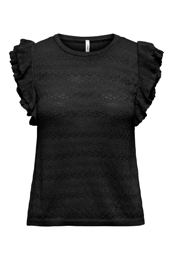 Only Camiseta de punto glitter negro