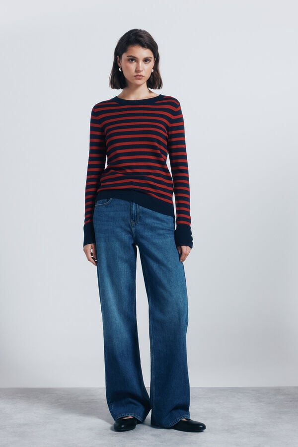 Springfield Jersey fino botones pu&ntilde;os rojo