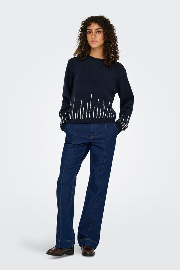 JDY Camisola de gola redonda azul