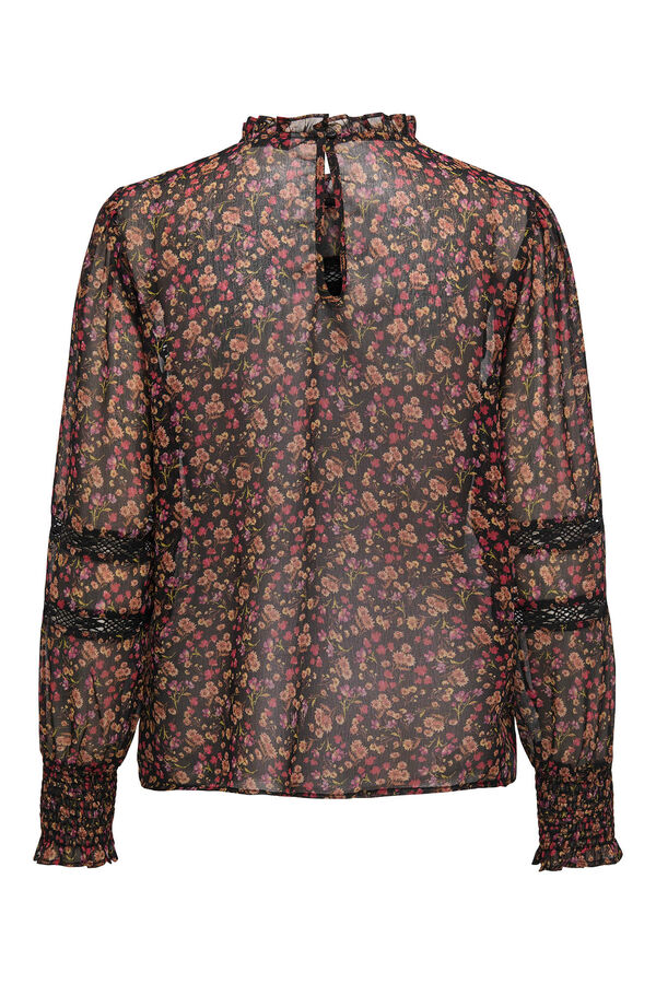 Only Blusa semitransparente con estampado de flores negro