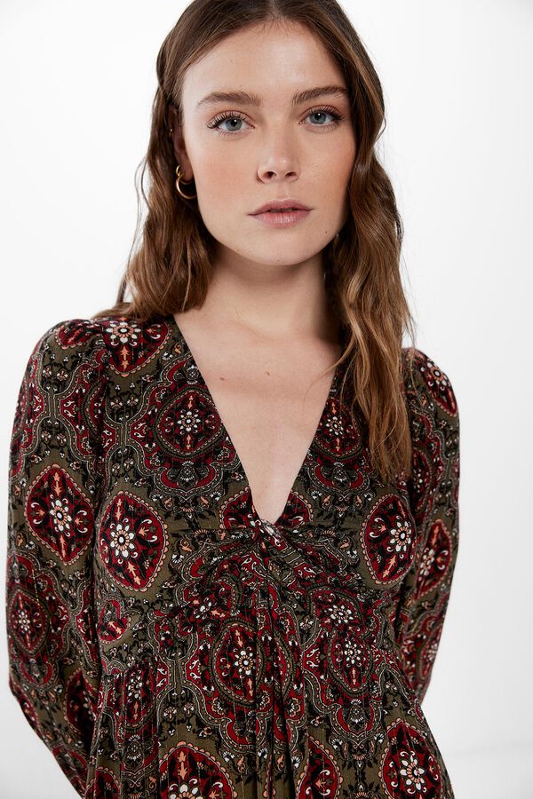 Springfield Vestido Midi Nudo Pecho kaki