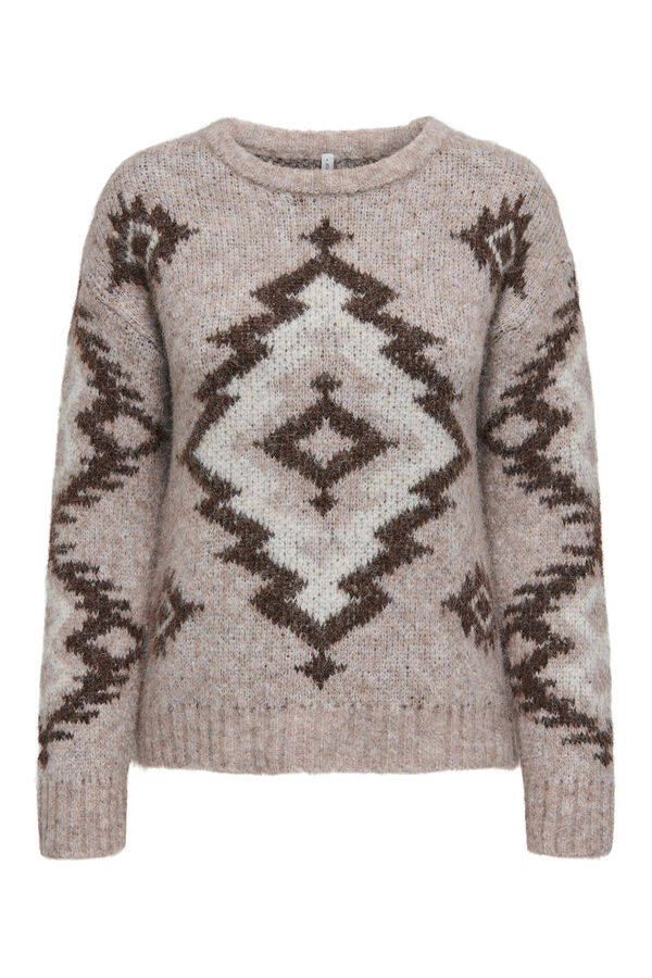 Only Jersey jacquard cuello redondo tostado