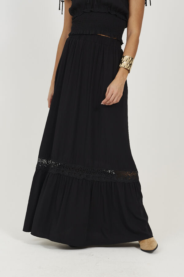 Brave Soul Saia longa com renda preto