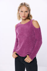 Springfield Camiseta chenilla hombros descubiertos morado/lila