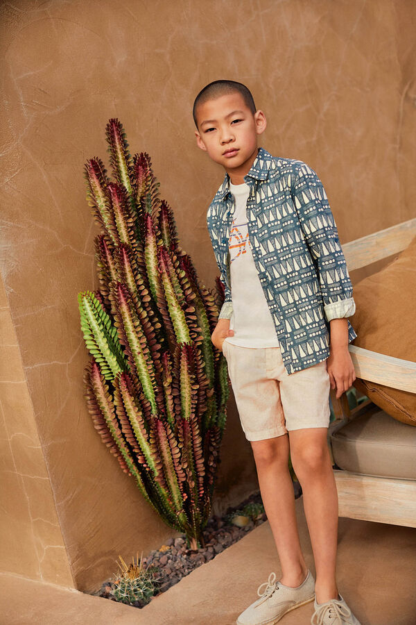 Springfield Kids Camisa étnica de menino verde