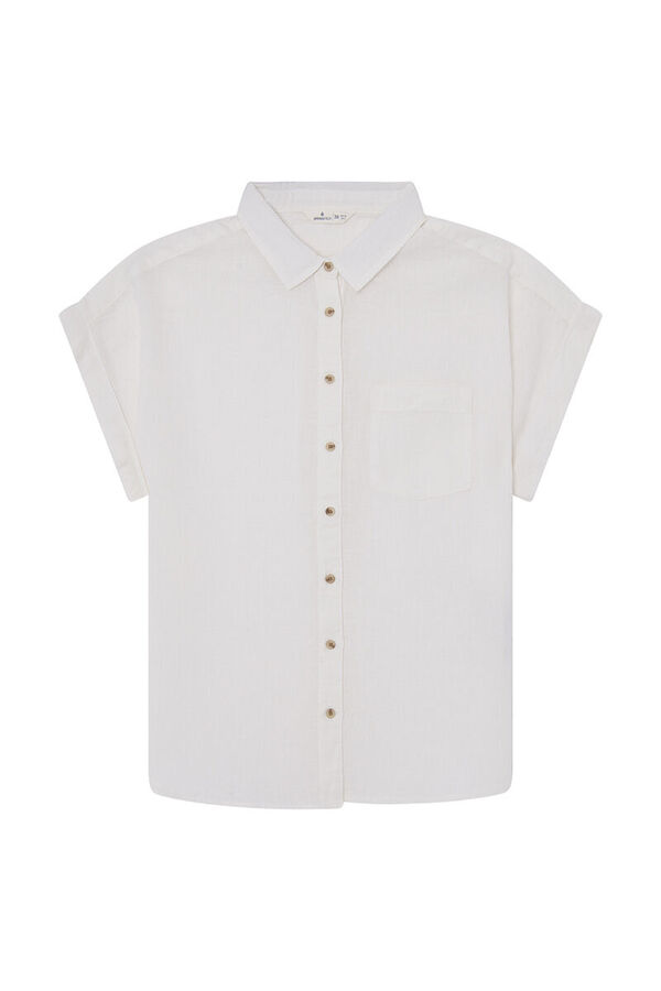 Springfield Camisa Bolsillo M/C con Lino beige