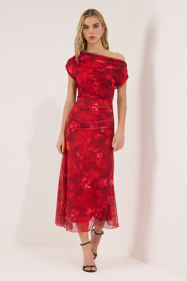 Trendyol Vestido maxi asim&eacute;trico rojo