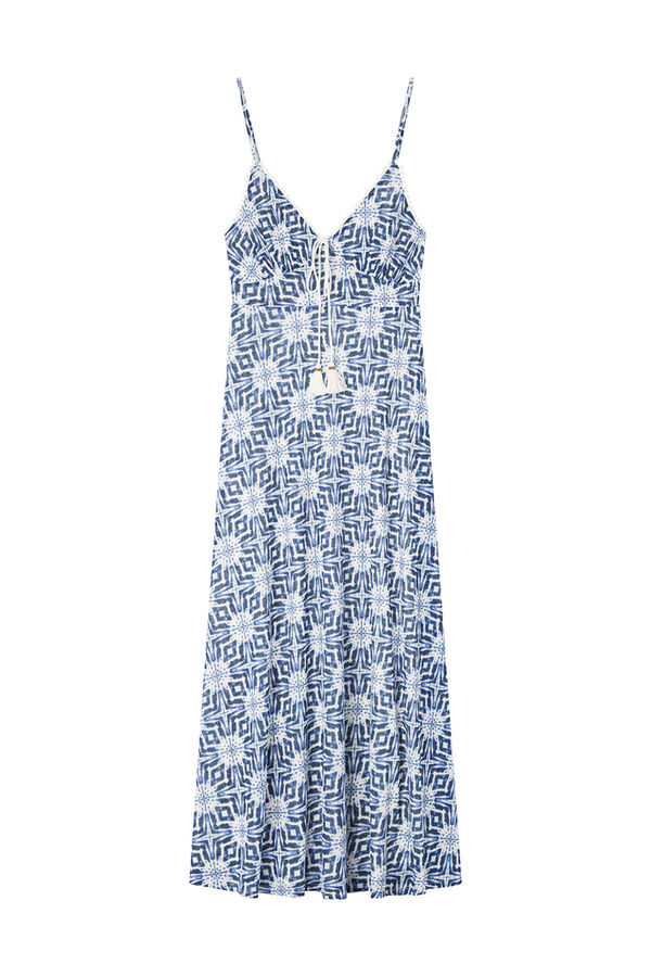 Springfield Vestido midi estampado geom&eacute;trico azul