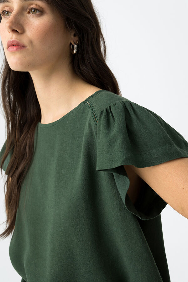 Tiffosi Blusa com folhos verde
