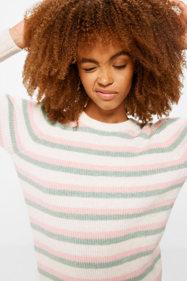 Springfield Jersey Rayas Manga Volumen beige