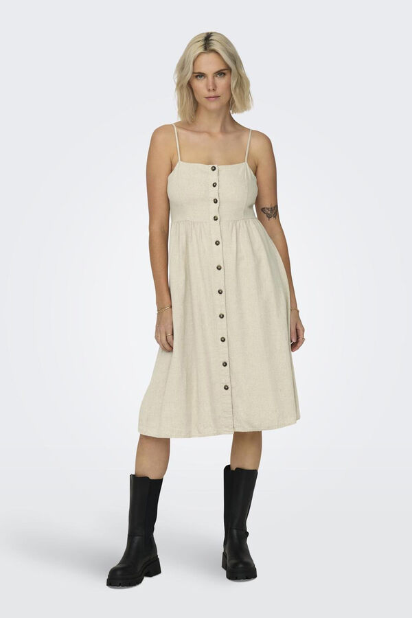 JDY Vestido de lino midi verde