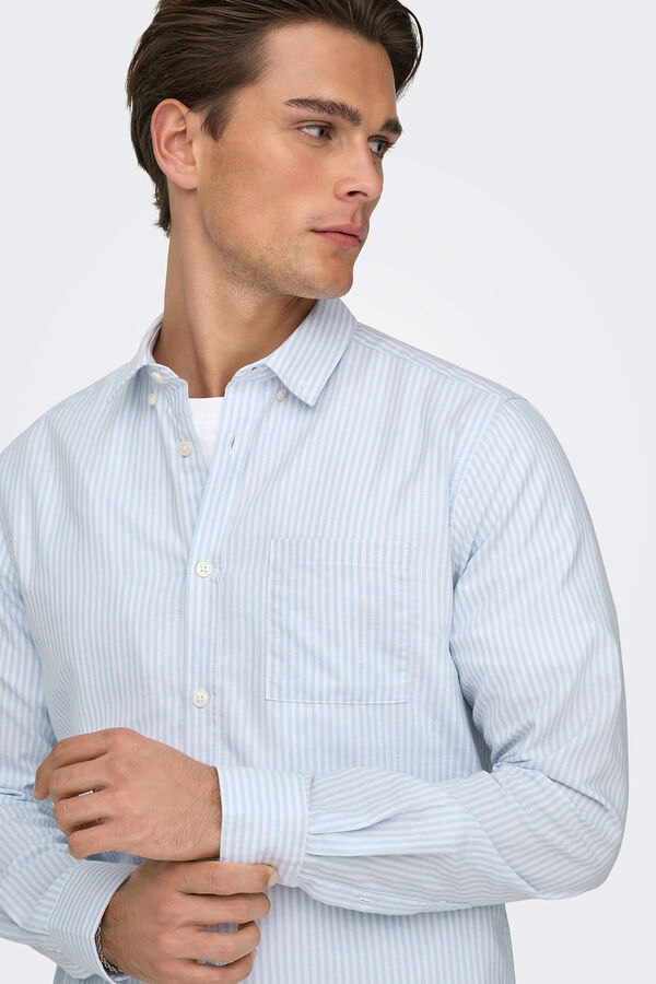 Only & Sons Camisa oxford slim fit azul