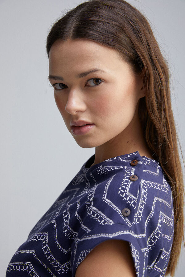 Springfield T-shirt com mangas e bot&otilde;es no ombro azul