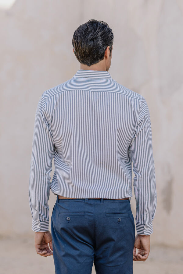 Celopman Camisa Oxford Listrada M&eacute;dia Vb verde