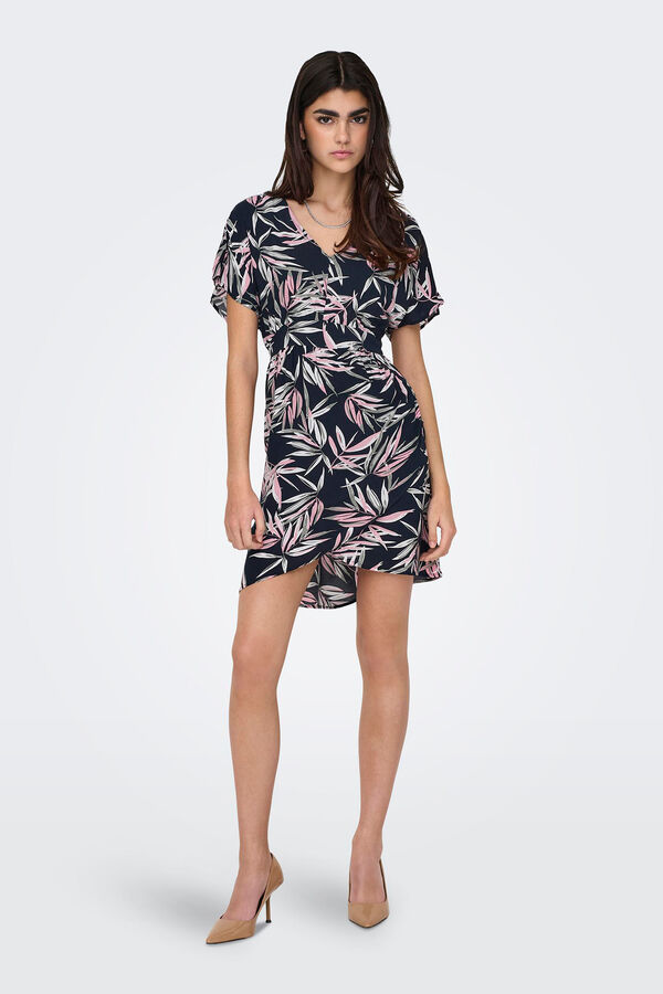 Only Vestido corto cuello pico gris