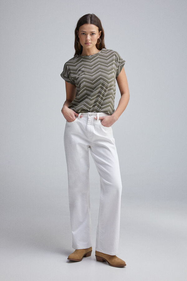 Springfield Camiseta manga vuelta botones hombro kaki